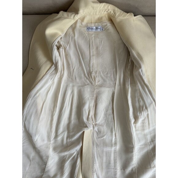 SOLD Auth Vintage Christian Dior Yellow Silk Belted Structured Coat Size XS - Picture 10 of 16